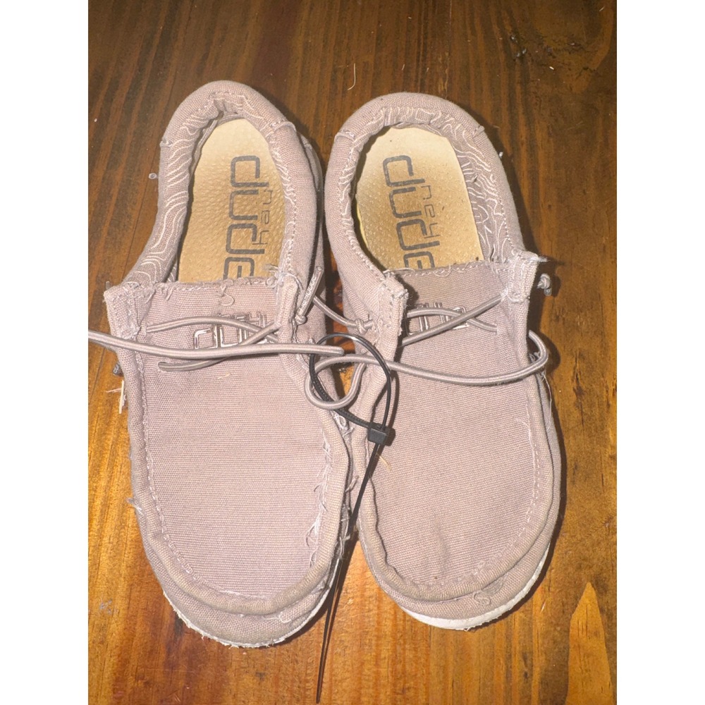 Hey Dude Wally Youth Tan Canvas Slip On Loafers Shoes Kids Size K13 EU 32
